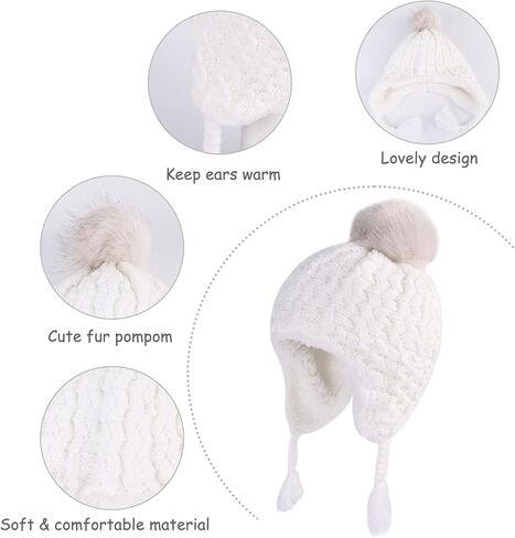 قبعة صغيرة شتوية للفتيات الصغيرات والأولاد، قبعة أذن مبطنة بالصوف الدافئ للفتيات الصغيرات والأولاد in Kuwait
