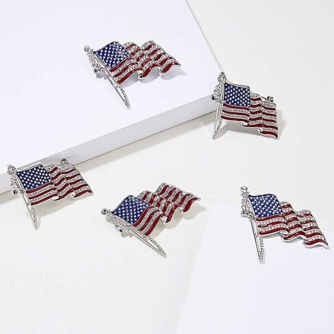 American Flag Brooches American Flag Badge Pins Star Lapel Pins Accessories Sparkling Diamond Crystal Rhinestone Patriotic Hat Tack Badge Pins in Saudi Arabia