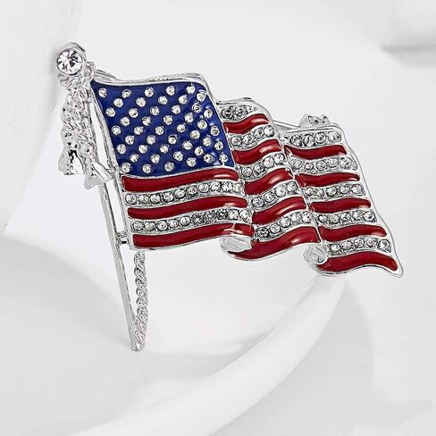 American Flag Brooches American Flag Badge Pins Star Lapel Pins Accessories Sparkling Diamond Crystal Rhinestone Patriotic Hat Tack Badge Pins in Saudi Arabia