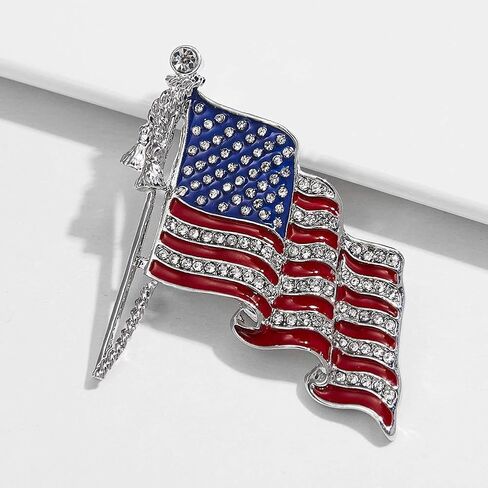 American Flag Brooches American Flag Badge Pins Star Lapel Pins Accessories Sparkling Diamond Crystal Rhinestone Patriotic Hat Tack Badge Pins in Saudi Arabia