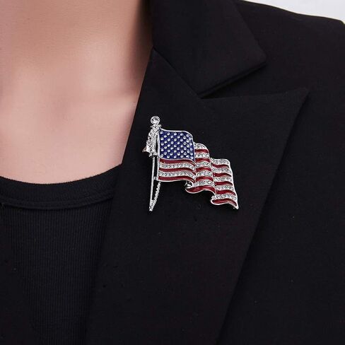 American Flag Brooches American Flag Badge Pins Star Lapel Pins Accessories Sparkling Diamond Crystal Rhinestone Patriotic Hat Tack Badge Pins in Saudi Arabia