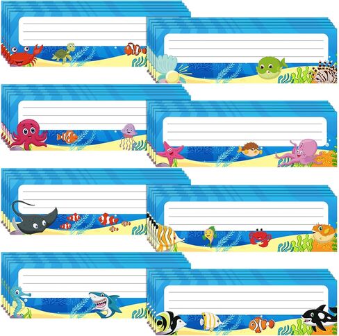 40 Pieces Sea Themed Flat Name Plates Sea Life Colorful Desk Name Plates Ocean Sea Animal Desk Buddy Name Labels for School Desk Decor Self Adhesive Labels Bulletin Board Scrapbooking Supplies in Saudi Arabia