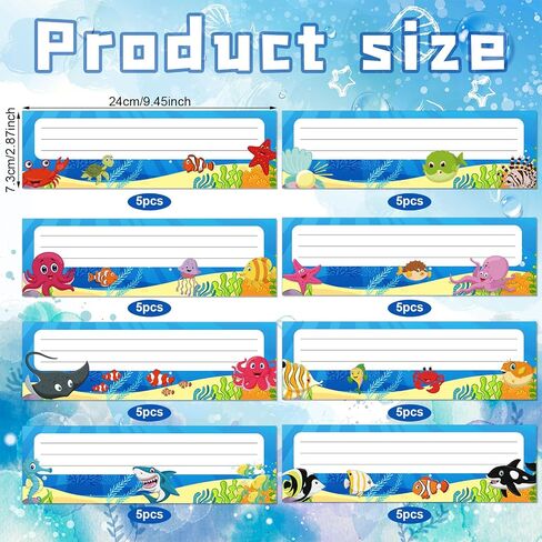40 Pieces Sea Themed Flat Name Plates Sea Life Colorful Desk Name Plates Ocean Sea Animal Desk Buddy Name Labels for School Desk Decor Self Adhesive Labels Bulletin Board Scrapbooking Supplies in Saudi Arabia