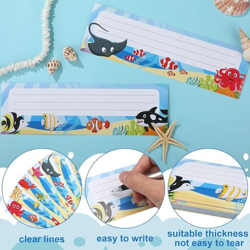 40 Pieces Sea Themed Flat Name Plates Sea Life Colorful Desk Name Plates Ocean Sea Animal Desk Buddy Name Labels for School Desk Decor Self Adhesive Labels Bulletin Board Scrapbooking Supplies in Saudi Arabia