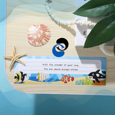 40 Pieces Sea Themed Flat Name Plates Sea Life Colorful Desk Name Plates Ocean Sea Animal Desk Buddy Name Labels for School Desk Decor Self Adhesive Labels Bulletin Board Scrapbooking Supplies in Saudi Arabia