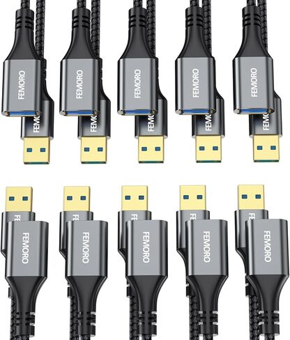 كابل تمديد USB 3 أقدام، سلك تمديد USB 3.0 مضفر، USB 3 ذكر إلى أنثى موسع طويل من النوع A منفذ نقل بيانات عالي السرعة وشحن لطابعة كاميرا USB ولوحة مفاتيح فلاش ومحرك أقراص USB in Kuwait