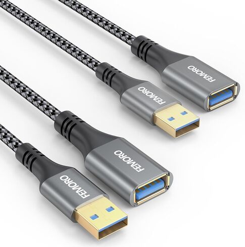 كابل تمديد USB 3 أقدام، سلك تمديد USB 3.0 مضفر، USB 3 ذكر إلى أنثى موسع طويل من النوع A منفذ نقل بيانات عالي السرعة وشحن لطابعة كاميرا USB ولوحة مفاتيح فلاش ومحرك أقراص USB in Kuwait