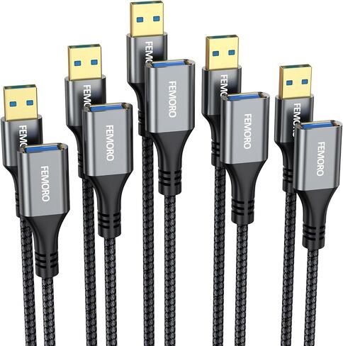 كابل تمديد USB 3 أقدام، سلك تمديد USB 3.0 مضفر، USB 3 ذكر إلى أنثى موسع طويل من النوع A منفذ نقل بيانات عالي السرعة وشحن لطابعة كاميرا USB ولوحة مفاتيح فلاش ومحرك أقراص USB in Kuwait