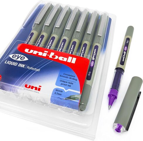 Uni-Ball - UB-157 Rollerball Pens - 0.7mm Nib - Violet Purple Ink - Wallet of 8 in Saudi Arabia