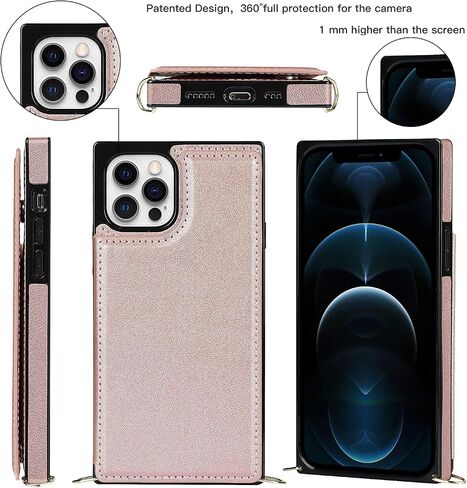DEFBSC Compatible with iPhone 11 Pro Max Case, Crossbody Wallet Case, Adjustable Detachable Lanyard Neck Strap with Kickstand Leather Card Holder Protective Cover-Green in Saudi Arabia