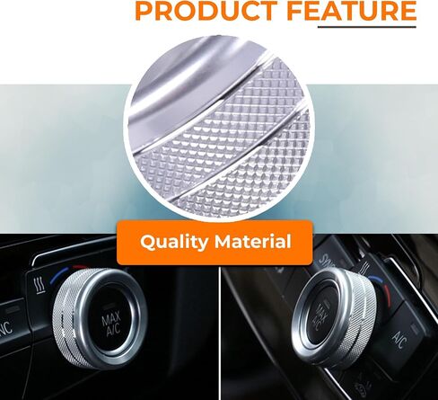 Beetech Air Conditioner Volume Control Dial Cover Set - Compatible with BMW 1 Series, 2 Series, 3 Series, 4 Series, X1, X2 - Knob Switch Adjustment Interior Custom Accessories Parts (Silver) in Saudi Arabia