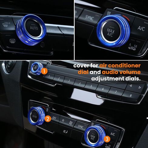 Beetech Air Conditioner Volume Control Dial Cover Set - Compatible with BMW 1 Series, 2 Series, 3 Series, 4 Series, X1, X2 - Knob Switch Adjustment Interior Custom Accessories Parts (Silver) in Saudi Arabia