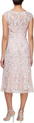 Alex Evenings Women's Tea Length Embroidered Cocktail Godets, Wedding Guest, Party Dress (Petite and Regular Sizes) in Saudi Arabia