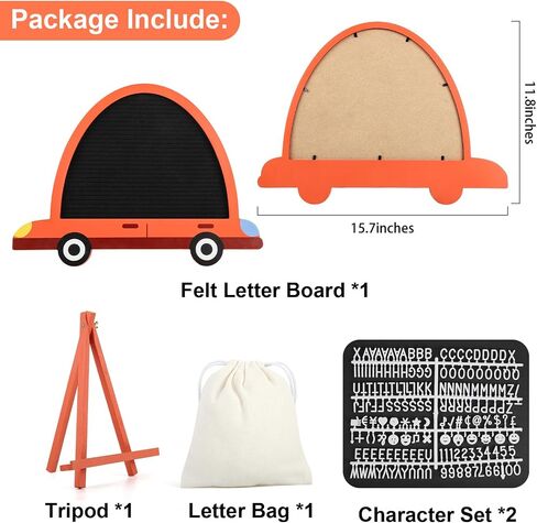 Felt Letter Board, Unique Design Car Shape Letter Board Sign, Announcement Board for New Baby, Letter Board with Stand, Letterfolk Sign with Letters, Numbers and Symbols to Change, First Day of School in Saudi Arabia
