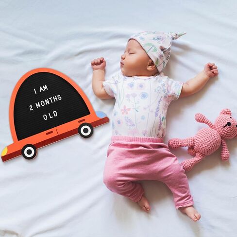 Felt Letter Board, Unique Design Car Shape Letter Board Sign, Announcement Board for New Baby, Letter Board with Stand, Letterfolk Sign with Letters, Numbers and Symbols to Change, First Day of School in Saudi Arabia