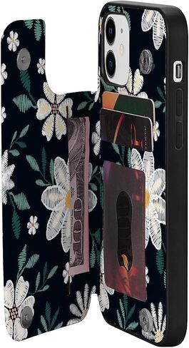 حافظة جلدية فاخرة من Crossspace متوافقة مع هاتف iPhone 14 [6.1 بوصة]، حافظة محفظة حامل بطاقات زهور للنساء والفتيات، حافظة قابلة للطي متينة مع تصميم فريد من نوعه لحقوق الطبع والنشر - زهور وردية وردية in Kuwait