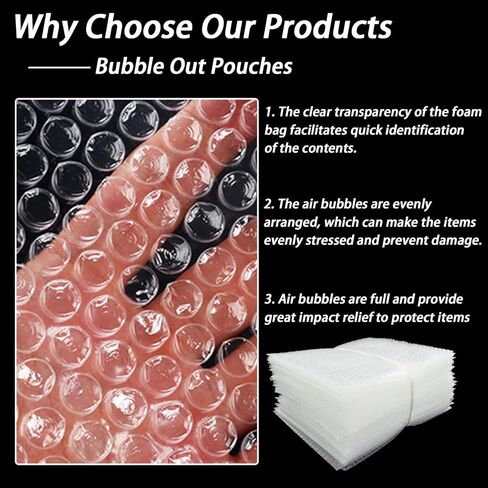 أكياس فقاعات مقاس 12 × 14 بوصة، 50 قطعة من أكياس الفقاعات الملتفة، غلاف مبطن شفاف للفقاعات، مستلزمات تعبئة مزدوجة الجدران للتخزين والشحن والنقل والتعبئة in Kuwait