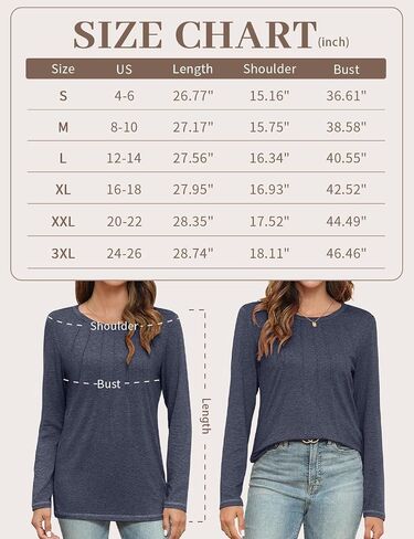 UEU Womens Long Sleeve Tops Crew Neck Casual Pleated T Shirts Fashion Dressy Tunic Blouses in Saudi Arabia