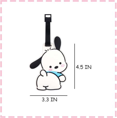 علامة الأمتعة أنيمي - عبوتان، علامات الأمتعة الكرتونية اللطيفة مع حزام حزام من السيليكون، بطاقة تعريف حقيبة لطيفة، علامات حقيبة Kawaii للأطفال والنساء والفتيات (H) in Kuwait