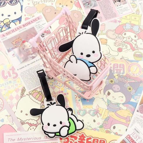 علامة الأمتعة أنيمي - عبوتان، علامات الأمتعة الكرتونية اللطيفة مع حزام حزام من السيليكون، بطاقة تعريف حقيبة لطيفة، علامات حقيبة Kawaii للأطفال والنساء والفتيات (H) in Kuwait