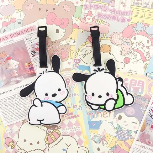 علامة الأمتعة أنيمي - عبوتان، علامات الأمتعة الكرتونية اللطيفة مع حزام حزام من السيليكون، بطاقة تعريف حقيبة لطيفة، علامات حقيبة Kawaii للأطفال والنساء والفتيات (H) in Kuwait