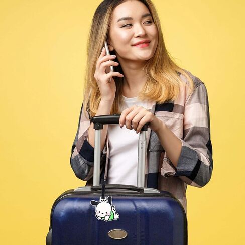 علامة الأمتعة أنيمي - عبوتان، علامات الأمتعة الكرتونية اللطيفة مع حزام حزام من السيليكون، بطاقة تعريف حقيبة لطيفة، علامات حقيبة Kawaii للأطفال والنساء والفتيات (H) in Kuwait