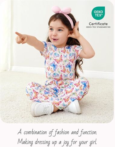 Toddler Kids Girl Romper Short Sleeve Wide Leg Jumpsuit Bamboo Viscose Summer Outfit for Little Girl in Kuwait