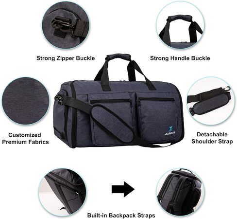 Convertible Garment Bag, Carry on Garment Duffel Bag for Travel with Double Back Strap and Detachable Shoulder 2 in 1 Hanging Suitcase Suit Bag for Men Women (Snow Black) in Saudi Arabia