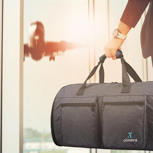 Convertible Garment Bag, Carry on Garment Duffel Bag for Travel with Double Back Strap and Detachable Shoulder 2 in 1 Hanging Suitcase Suit Bag for Men Women (Snow Black) in Saudi Arabia