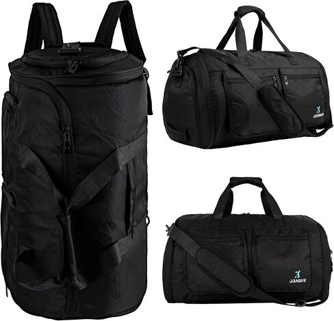Convertible Garment Bag, Carry on Garment Duffel Bag for Travel with Double Back Strap and Detachable Shoulder 2 in 1 Hanging Suitcase Suit Bag for Men Women (Snow Black) in Saudi Arabia