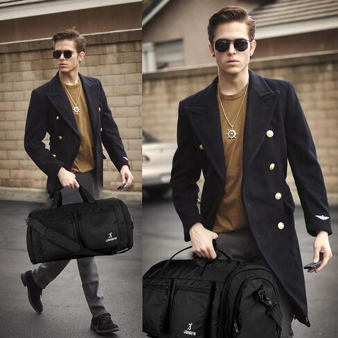 Convertible Garment Bag, Carry on Garment Duffel Bag for Travel with Double Back Strap and Detachable Shoulder 2 in 1 Hanging Suitcase Suit Bag for Men Women (Snow Black) in Saudi Arabia