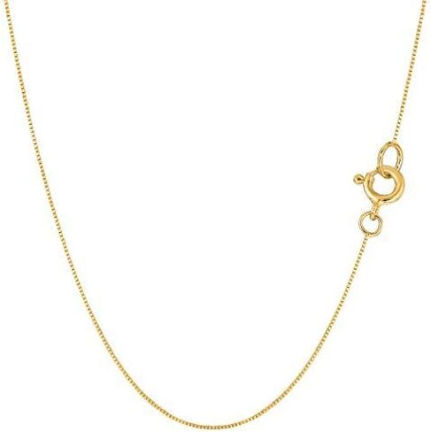 قلادة على شكل صندوق مرآة من الذهب الصلب الحقيقي عيار 14 قيراط من Jewelry Affairs، 0.45 ملم (16 بوصة، ذهب أصفر) in Kuwait