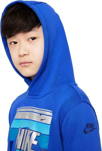 Nike Boy's NSW Club Graphics Pullover Hoodie (Little Kids/Big Kids) Game Royal SM (8 Big Kid) in Saudi Arabia