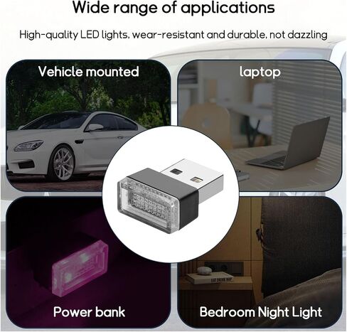 4 PCS USB LED Car Interior Atmosphere Lamp, Plug-in USB Interface Trunk Ambient Lighting Kit, Portable Mini LED Night Atmosphere Light, Universal Vehicle Interior Led Light (Pink) in Saudi Arabia