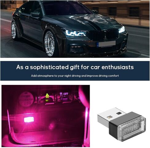 4 PCS USB LED Car Interior Atmosphere Lamp, Plug-in USB Interface Trunk Ambient Lighting Kit, Portable Mini LED Night Atmosphere Light, Universal Vehicle Interior Led Light (Pink) in Saudi Arabia