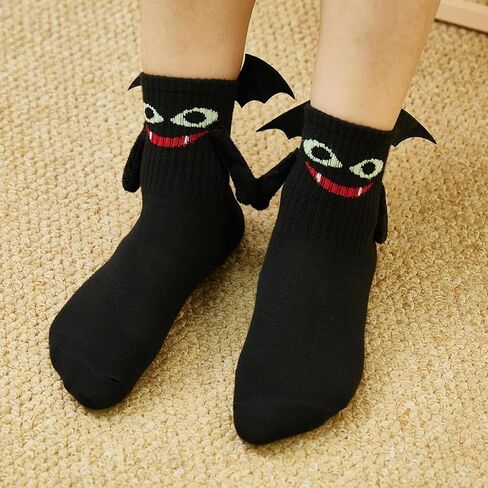 BINPURE Halloween Magnetic Holding Hands Socks Bat Hand in Hand Socks Funny Socks Gift for Kids, Aldult, Friends, Couples in Saudi Arabia