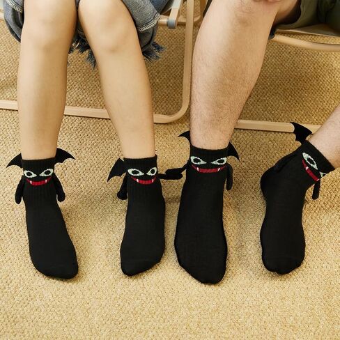 BINPURE Halloween Magnetic Holding Hands Socks Bat Hand in Hand Socks Funny Socks Gift for Kids, Aldult, Friends, Couples in Saudi Arabia