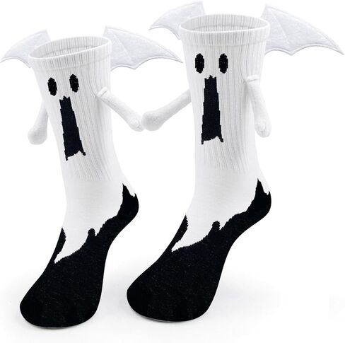 BINPURE Halloween Magnetic Holding Hands Socks Bat Hand in Hand Socks Funny Socks Gift for Kids, Aldult, Friends, Couples in Saudi Arabia