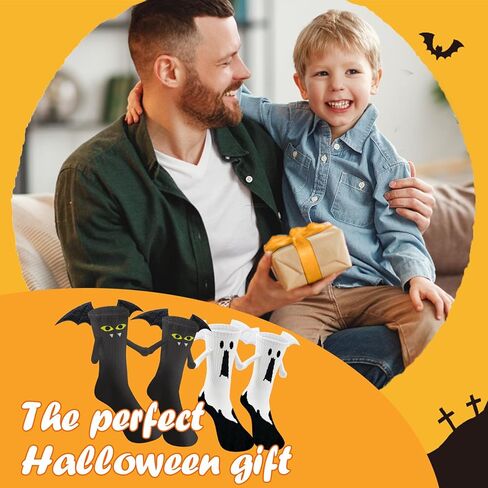BINPURE Halloween Magnetic Holding Hands Socks Bat Hand in Hand Socks Funny Socks Gift for Kids, Aldult, Friends, Couples in Kuwait
