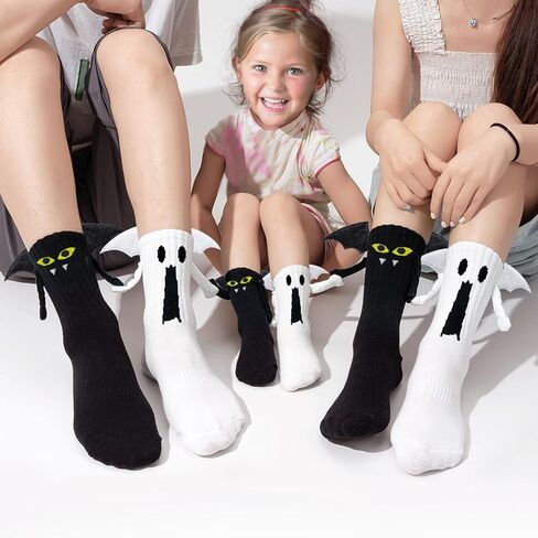 BINPURE Halloween Magnetic Holding Hands Socks Bat Hand in Hand Socks Funny Socks Gift for Kids, Aldult, Friends, Couples in Kuwait