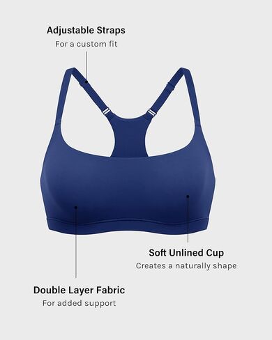 Women's Inbarely Soft Racerback Bralette - Wireless Full Coverage Unlined Sports Bra in Kuwait