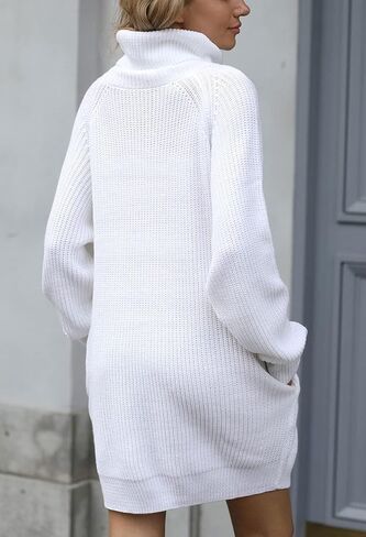 Pink Queen Women's Loose Turtleneck Oversize Long Pullover Sweater Dress in Kuwait