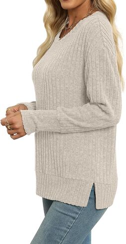 Heymiss Womens Sweaters Dressy Casual Crewneck Long Sleeve Shirts Loose Fall Fashion Sweatshirts in Kuwait