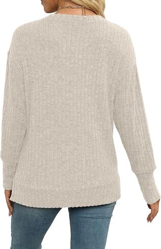 Heymiss Womens Sweaters Dressy Casual Crewneck Long Sleeve Shirts Loose Fall Fashion Sweatshirts in Kuwait