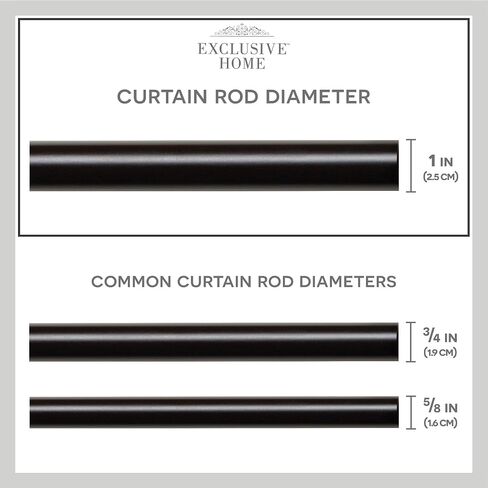 Exclusive Home Diana 1" Curtain Rod and Finial Set, Matte Bronze, Adjustable 66"-120" in Saudi Arabia