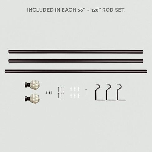 Exclusive Home Diana 1" Curtain Rod and Finial Set, Matte Bronze, Adjustable 66"-120" in Saudi Arabia