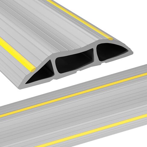 AGPTEK Heavy Duty Floor Cable Cover Cable Protector, 6.5 Ft, 3 Channels | Grey Floor Cord Cover, Mid Channel 0.93", Contains Cords, Cables and Wires, Office, Home, or Outdoor in Kuwait