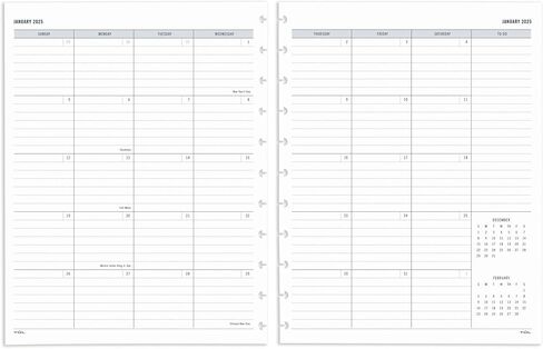 2025 TUL® Discbound صفحات إعادة تعبئة المخطط الشهري مع 12 فواصل علامات التبويب، حجم الحروف، رمادي، من يناير إلى ديسمبر in Kuwait