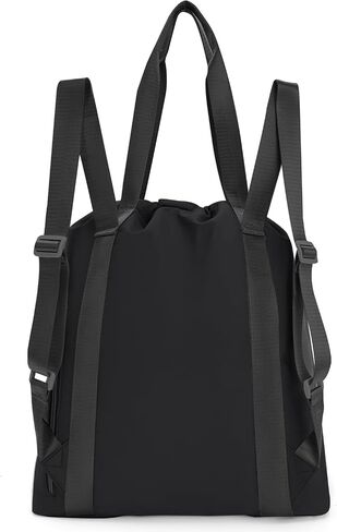 Drawstring Backpack String Bag for Women Men Water Resistant Drawstring Bags Gym Sack with Two Zipper Pockets Sports Gym Bag (Black) in Saudi Arabia