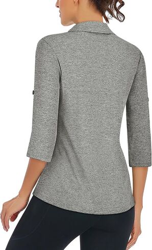 LURANEE Womens Golf Shirt 3/4 Roll Sleeve T Shirts 2-Buttons Polo Workout Tops Quick Dry UPF 50+ Shirts in Saudi Arabia